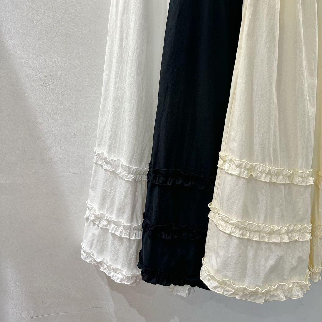 2026 Japanese Sweet Patchwork Ruffle Wide-Leg Cropped Cotton Pants for Women