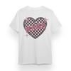 Women's T-shirt with MAMA Heart Grid Unisex White 100% Cotton Oversized Tee USA