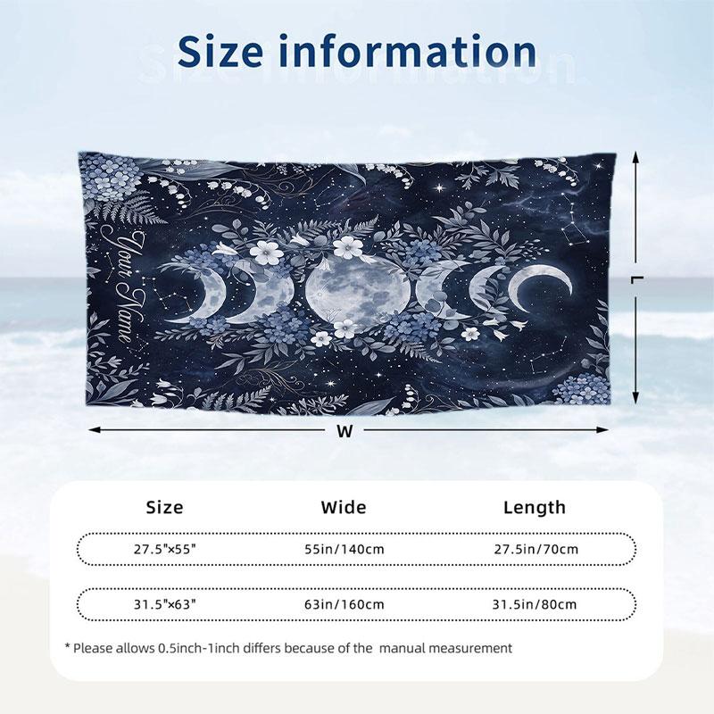Floral Garden Theme Beach Towel Personalized Custom Name & Text Soft Quick Dry Beach Towel for Swimming Travel