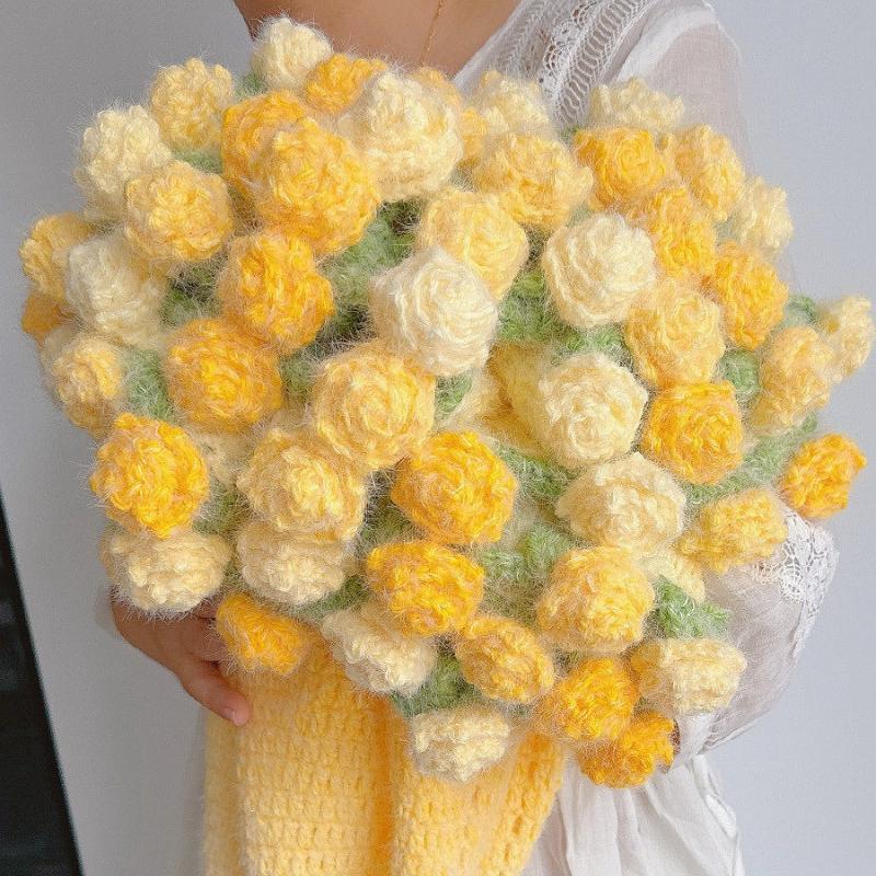 Colorful Rose Blanket Home Decorations Soft Blanket for Bedroom Flower Bouquet Blanket Handmade Birthday Christmas New Year Gift