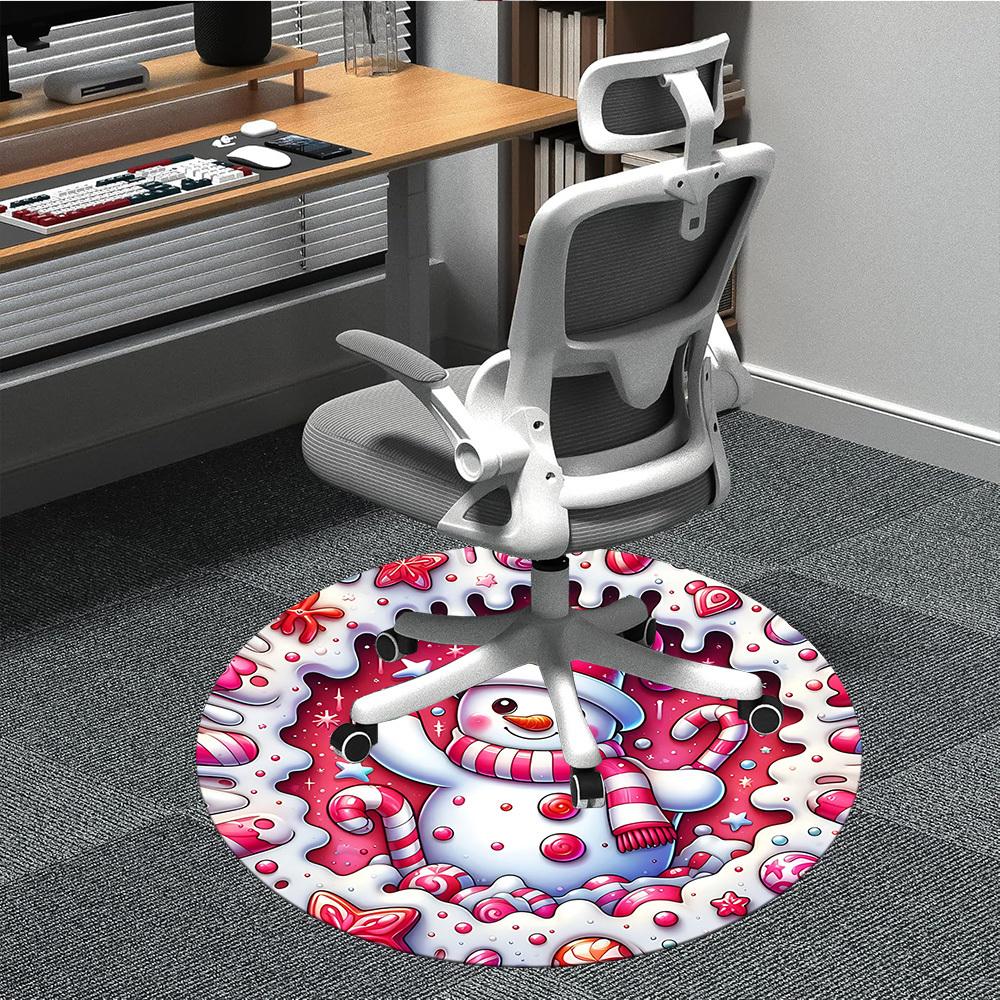 

1pc Candyland Snowman Chair Carpet for Office Non-Slip, Machine Washable Rug for Office, Room - Holiday Decor, Machine Made yy251016179 80cm by 80cm