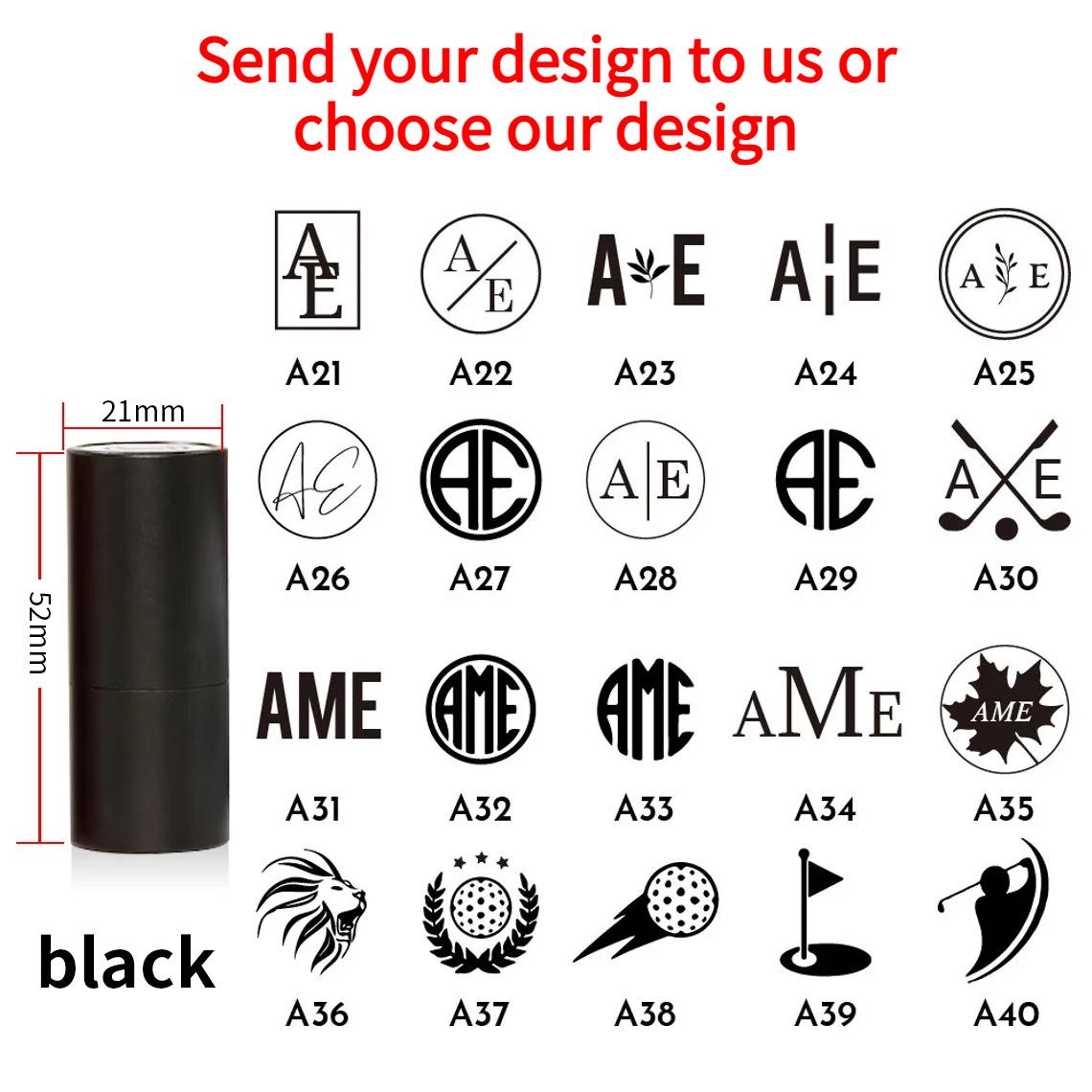 Custom Golf Ball Stamp Personalized Marker with Pattern Text Waterproof Funny Golf Stamper Accessories for Unique Golf Lovers Round black