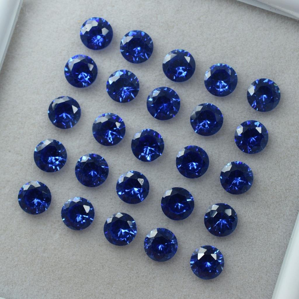 CERTIFIED 5x5 MM Natural Blue Round Cut Sapphire Untreated Gemstone 8 Pcs Lot Y- 1061288
