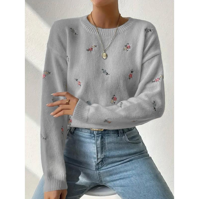 Korean Style Gentle Knitted Sweater Loose Fit Round Neck Pullover Women S Top