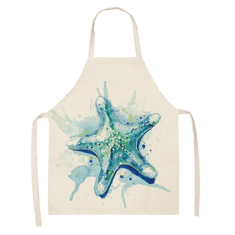 Ocean Animal Whale Jellyfish Pattern Cleaning Aprons Home Cooking Apron Cooking Linen Bibs Waist Baking Kitchen Aprons Delantal
