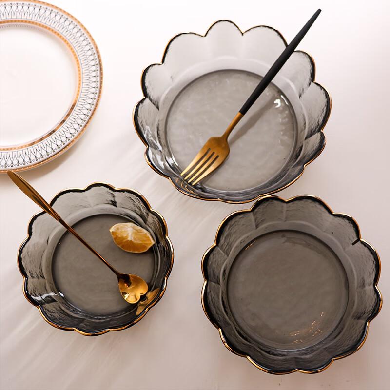 ZISIZ Crown Gold Rim Glass Bowl