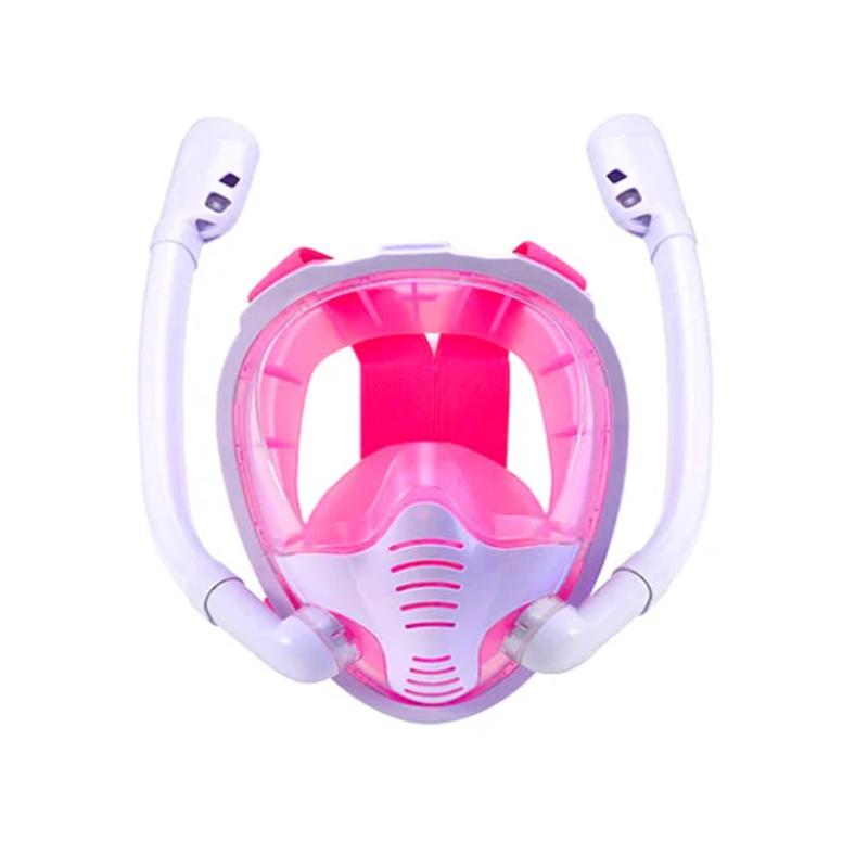 Full Face Snorkeling Mask 180° Panoramic Silicone Dry Top Snorkeling Goggles 2 Snorkeling Tube Leak Proof