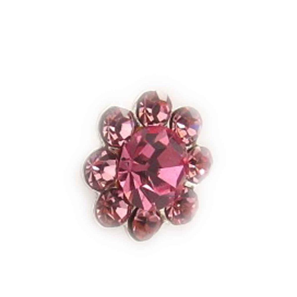 Les Trésors De Lily [J8700] - Pink 'Crystal Flowers' Silver Earrings