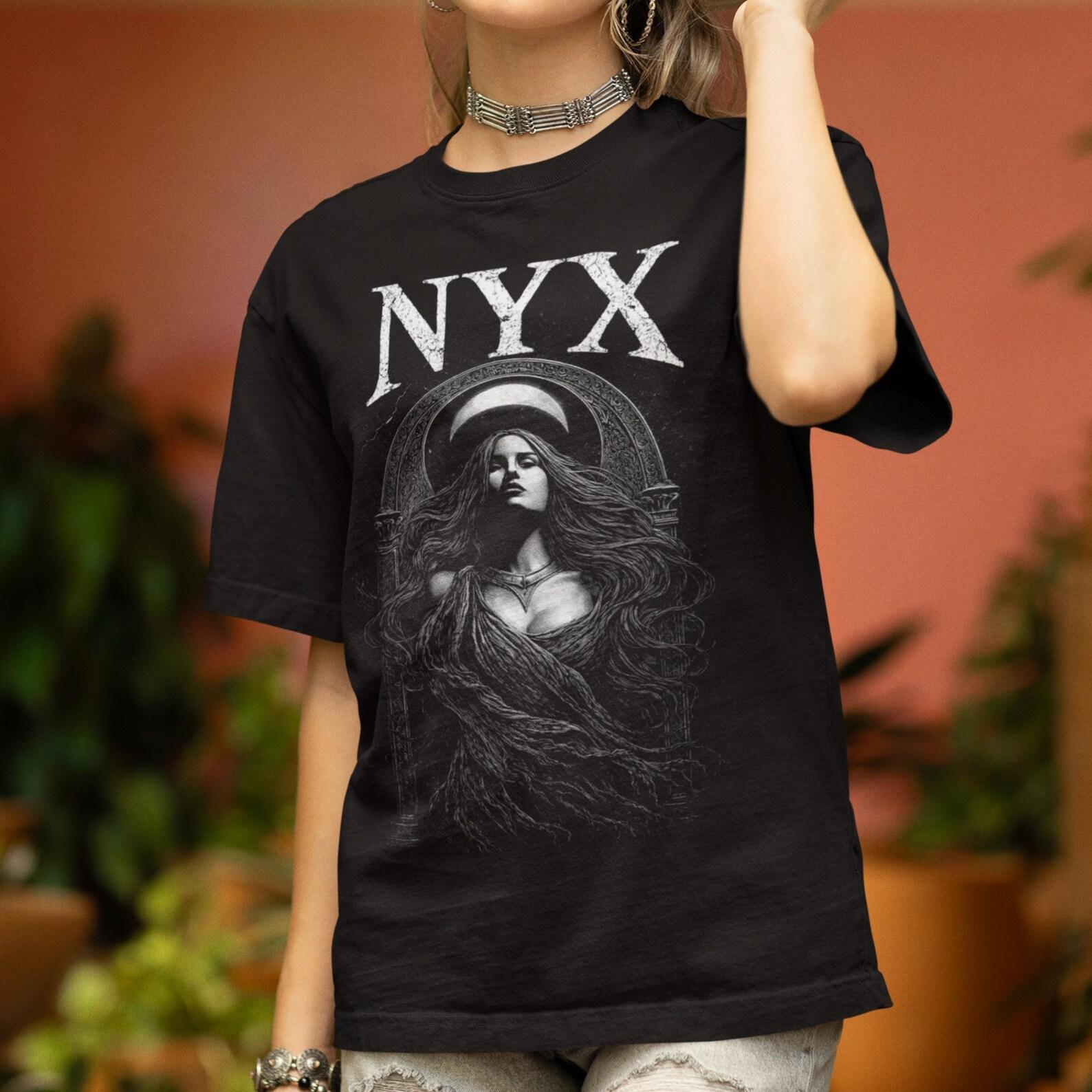 Nyx T-Shirt: Greek Goddess of Night Shirt | Dark Feminine Moon Unisex Tee | Pagan Mythology Apparel XL