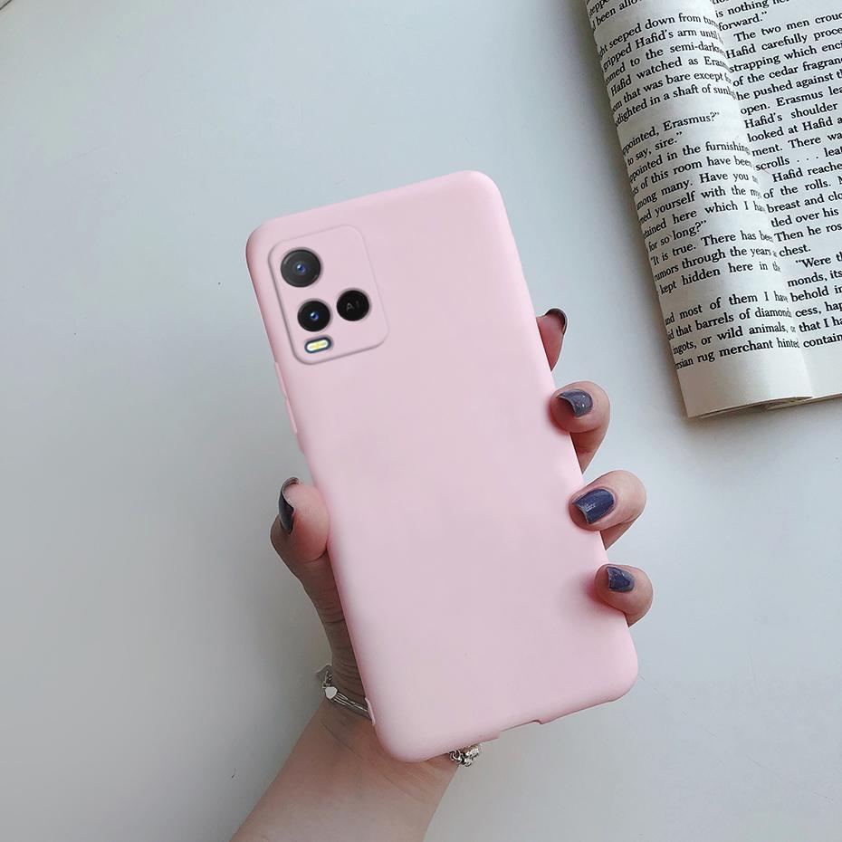 

For Vivo Y33S Case For Vivo Y33S Capas Back Liquid Silicone Shockproof Full Soft Cover For Vivo Y21 Y21S Y21T Y21E Y33S Fundas Vivo Y33S розовый