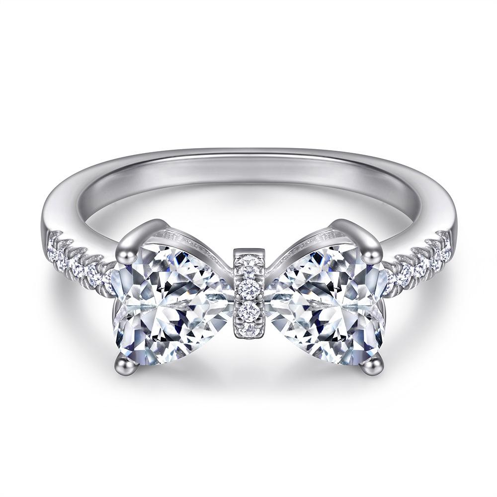 Lindon Klassisk 925 Sterling Sølv Zircon Ring Dame Smykker Bryllup Løfte Party Gift