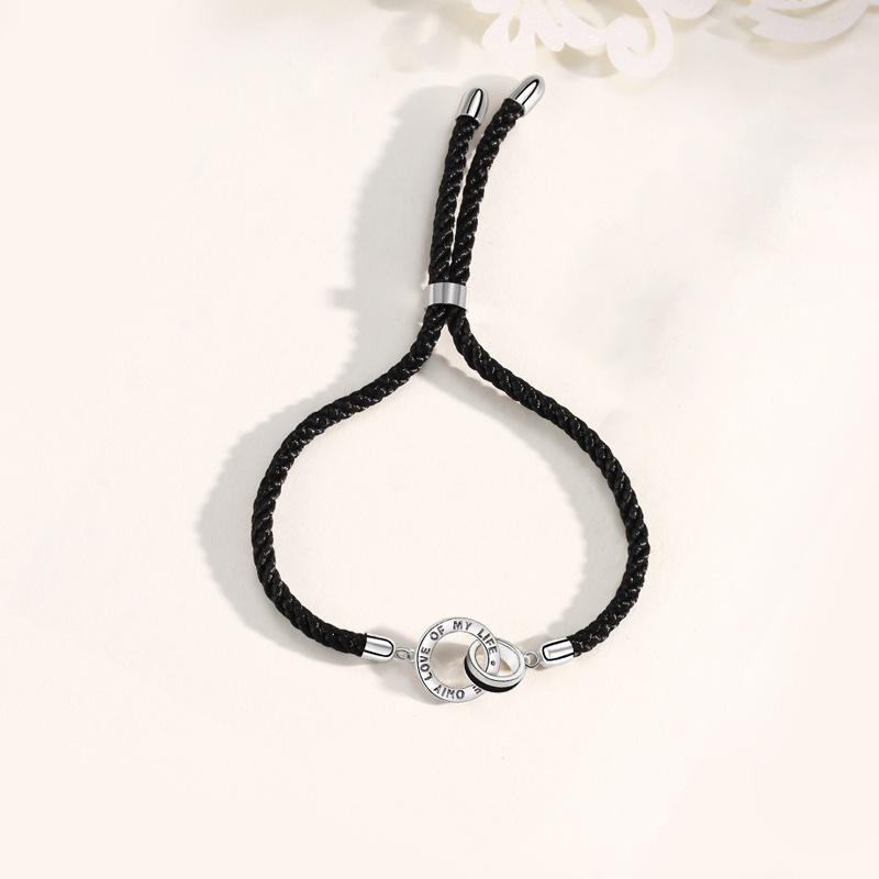 Double Ring Couple Bracelet Korean Version Interlocking Weaving Niche Design Hand Rope Qixi Festival Gift Ins Wind