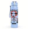 1PC Garbage band vintage portrait print 750ml colorful plastic sports water bottle leakproof pop up lid with straw for outdoor work home use