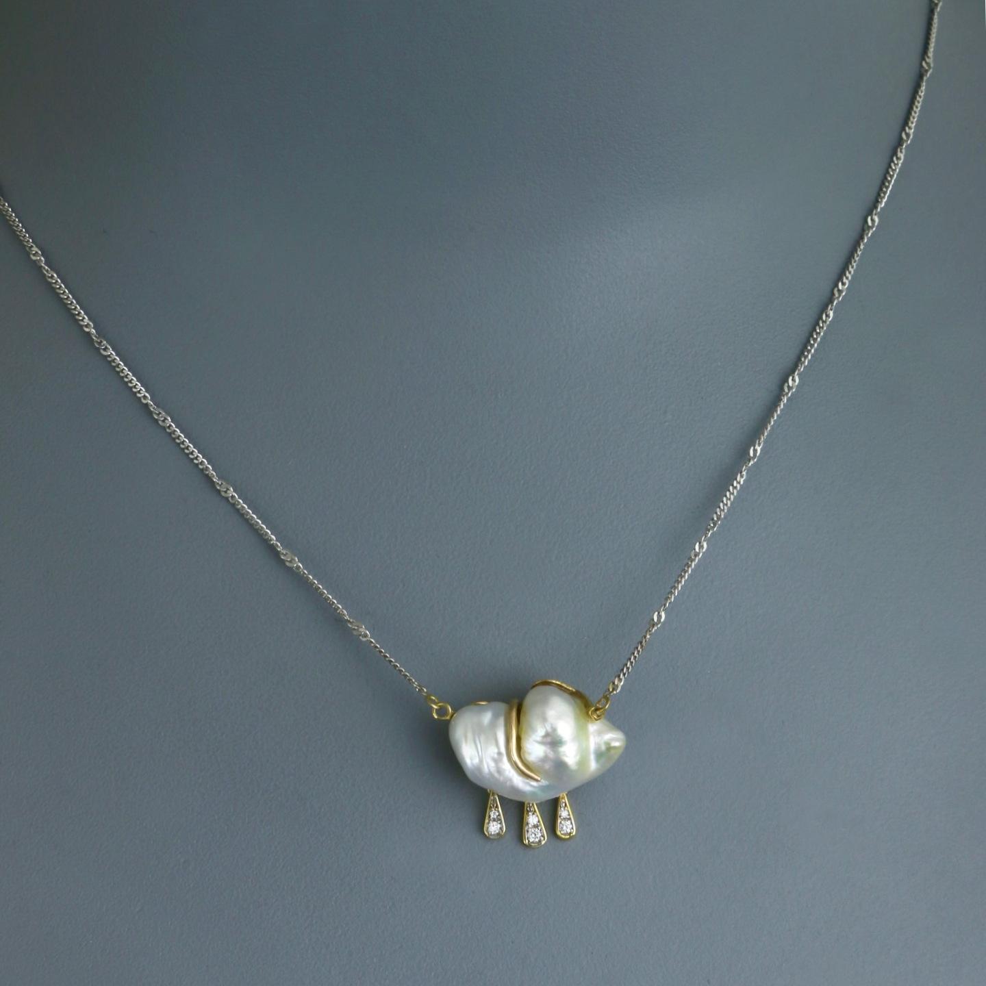 

Heterosexual Baroque Necklace Cloud Chicken Shaping Zircon Water Drop Art Clavicle Chain