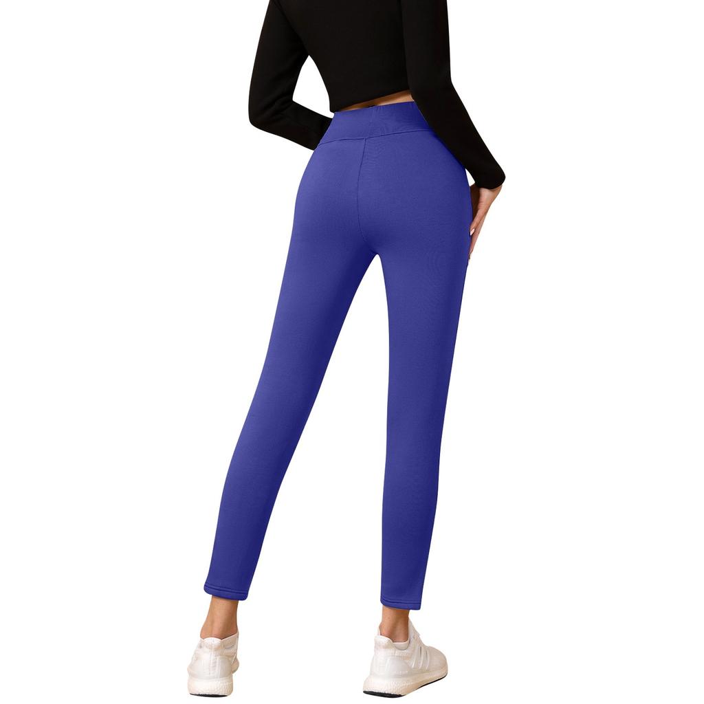 Ladies' Lamb Wool Thickened High Waisted Slimming Pencil Pants With Bottom And Warm Pants