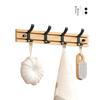 Black Bamboo Wall-Mounted Coat Rack 4 Hooks – Lightweight Wall Mount 40 X 6 Cm for Coats and Towels