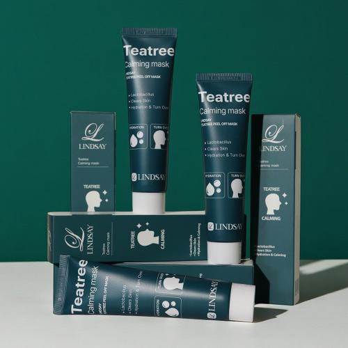 LINDSAY Cooling Calming Moisturizing Turnovers Tea Tree Calming Mask Peel Off Pack 70ml+free Pack Brush