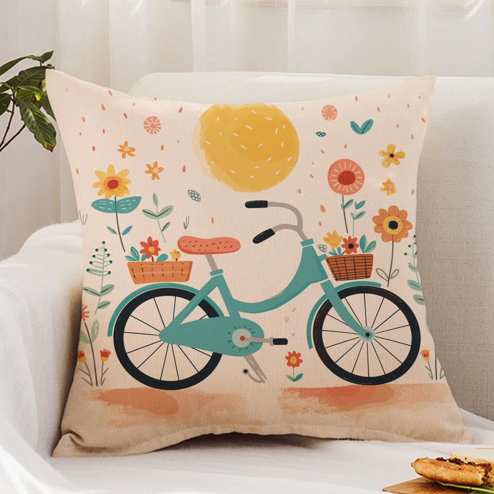 Country Flower Bicycle Cushion Cover Premium Comfort Reversible Pillow Cover - Dual - Use Design for Home & Car