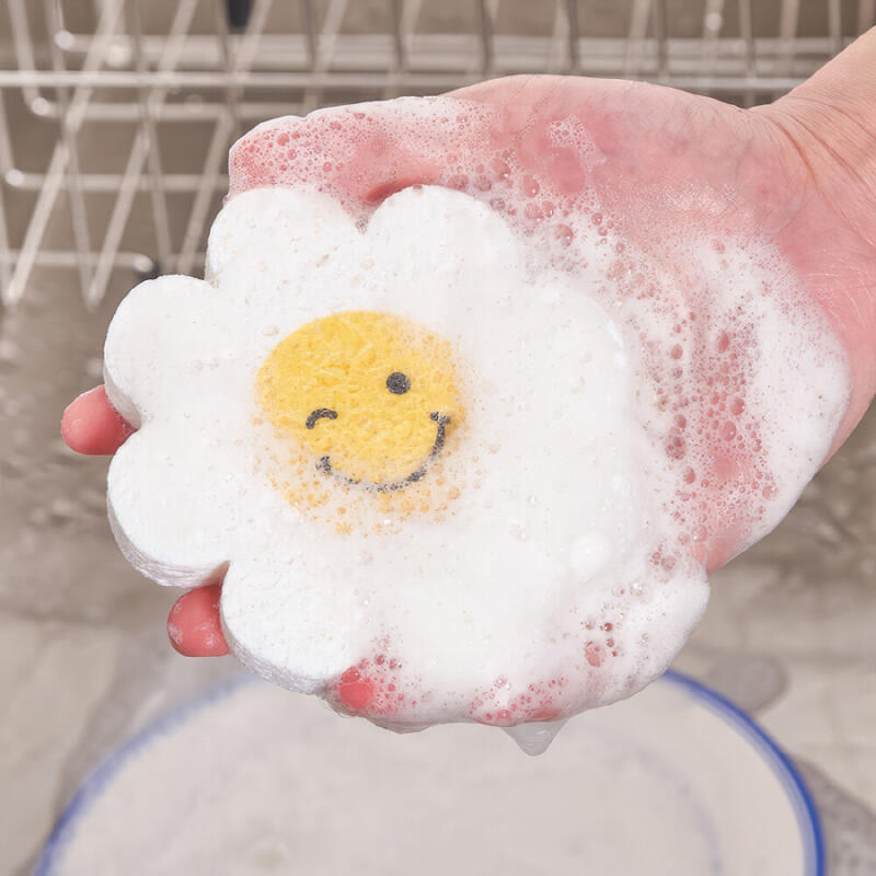 Smile Daisy Sponge Set 1 Cute Compressed Kitchen Sponge