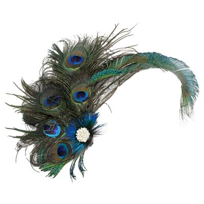 1920s Theme Party Fascinator Hair Clip for Women Peacocksfeather Fascinator Hair Pin Ethnic Style Carnivals Headwear