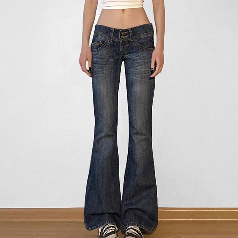 Amerikanische Retro Hüftjeans mit Schlag - Distressed Vielseitiger Stil für Spicy Girl Look