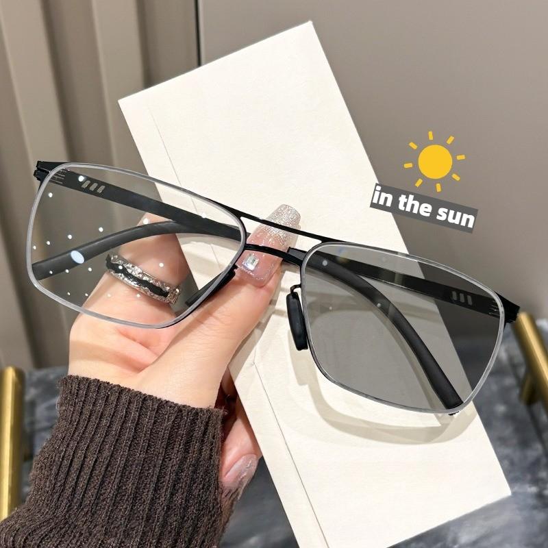 

Ultra-lightweight Metal Photochromic Anti-blue Light Presbyopic Glasses Luxury Business Sun Protection Eyeglasses 0 To +4.0 +3 чёрный
