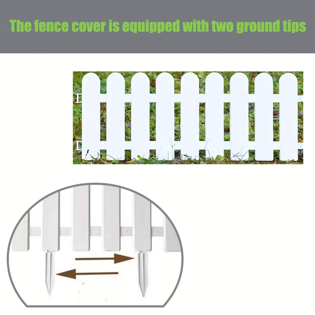 6pcs Garden Fence with 12 Ground Sockets - Decorative Garden Edge, Lawn Edge and Flower Bed Barrier - Ideal Choice for Wedding and Home Decoration