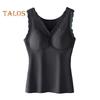 Winter Women Thermal Vest with Chest Pads Seamless Lace Fast Temperature Lock V Neck Slim Fit Elastic Sleeveless Inner Wear Bottoming Tank Top