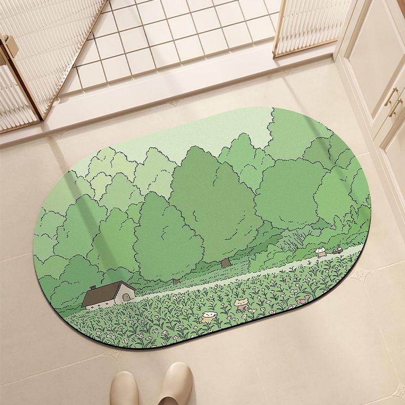 Badezimmer wasserabsorbierende rutschfeste Bodenmatte, WC Kieselgurkissen, WC schnelltrocknende Fußmatte, Duschraum ovale Matte 40X60cm 15.7X23.6in