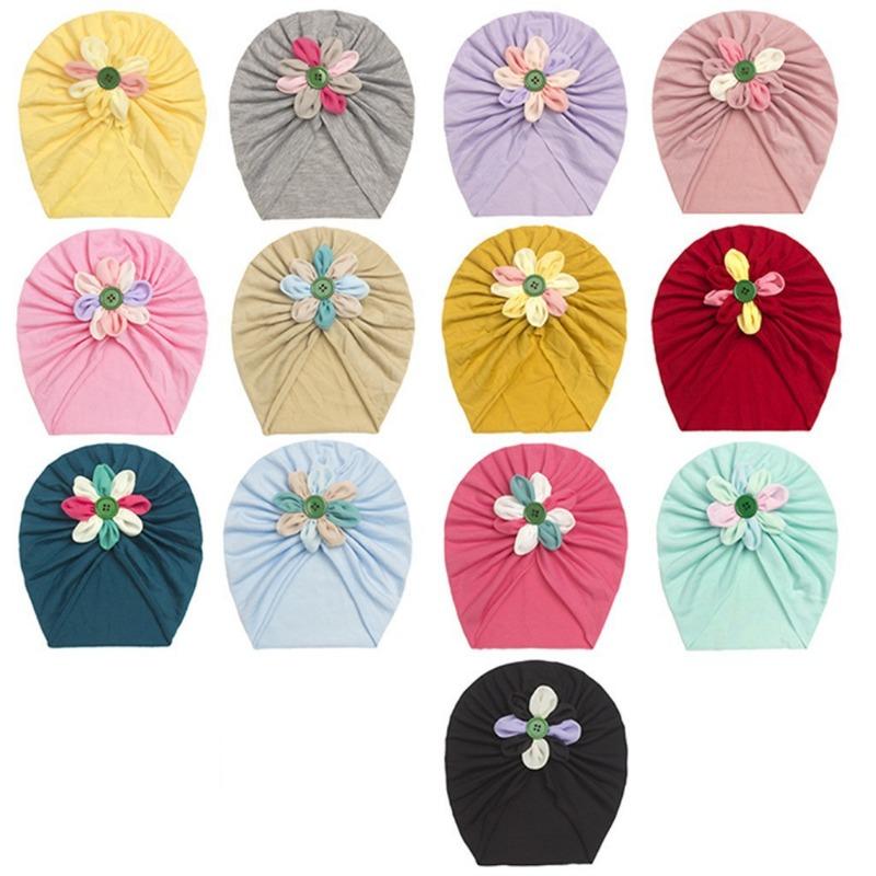 New children's button flower pullover hat, creative and comfortable baby hat, thin baby cap