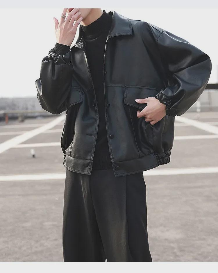 Trendige Herren-Motorradjacke aus PU-Leder – Stilvoller und entspannter Schnitt für Frühling und Herbst