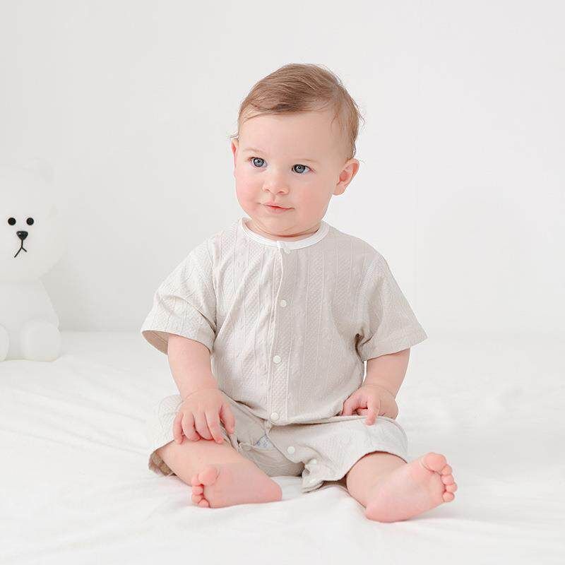 Newborn Baby One-Piece Romper Summer Thin Cotton Jumpsuit Unisex Soft Short-Sleeve Breathable Clothing