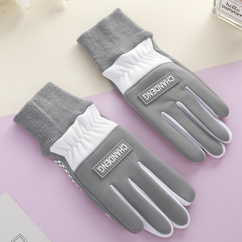 Fleece gloves women's autumn and winter warm cycling cold driving cute waterproof winter outdoor warm gloves