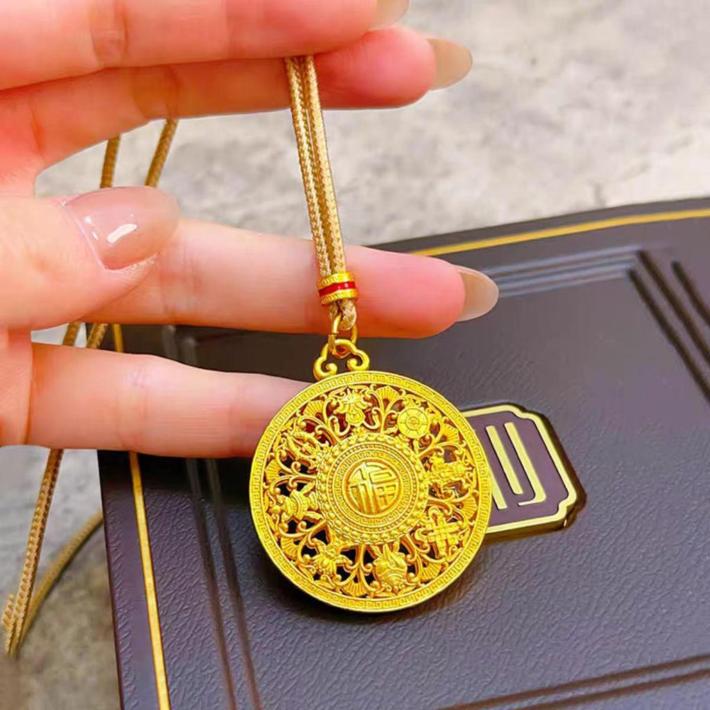 Vietnam Sand Gold Eight Treasures Compass Pendant Sweater Chain for Men and Women.