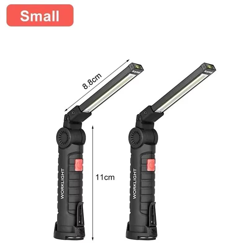 COB LED Work Light Dimmable USB Rechargeable LED Flashlight Inspection Lamp With Magnetic Hook Power Bank 18650 Battery Torch
