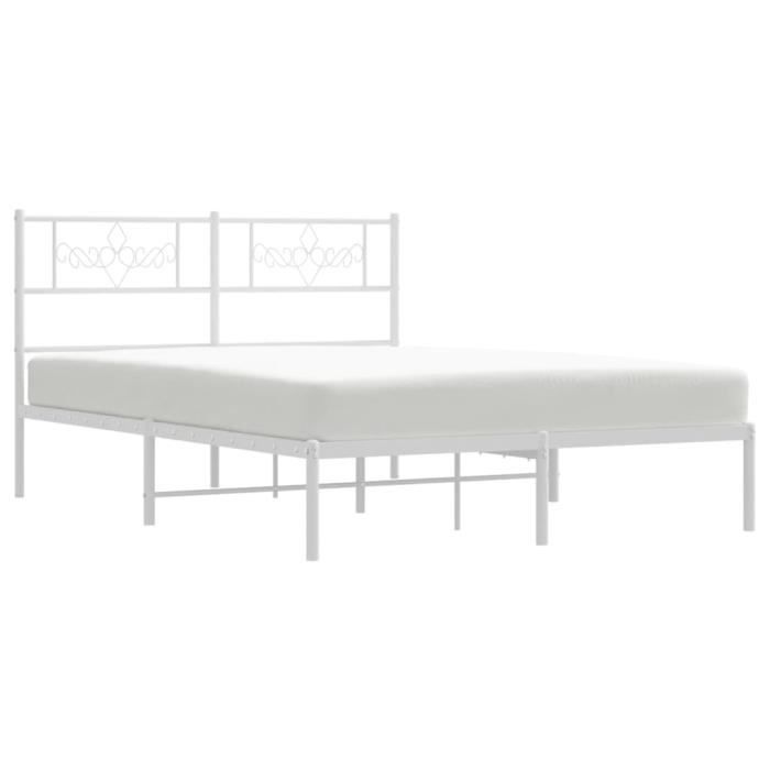 VidaXL Metal Bed Frame with White Headboard 120x190 Cm 355313