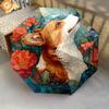 0106 Floral Dog  pattern, automatic folding umbrella, portable and foldable design, 8 ribs, a Christmas or birthday gift.