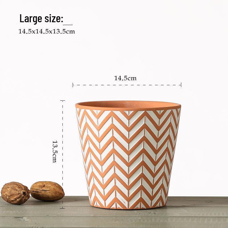 Red Clay Breathable Minimalist Terracotta Flower Pot with Feet for Succulents and Pothos - Round Design, Free Shipping