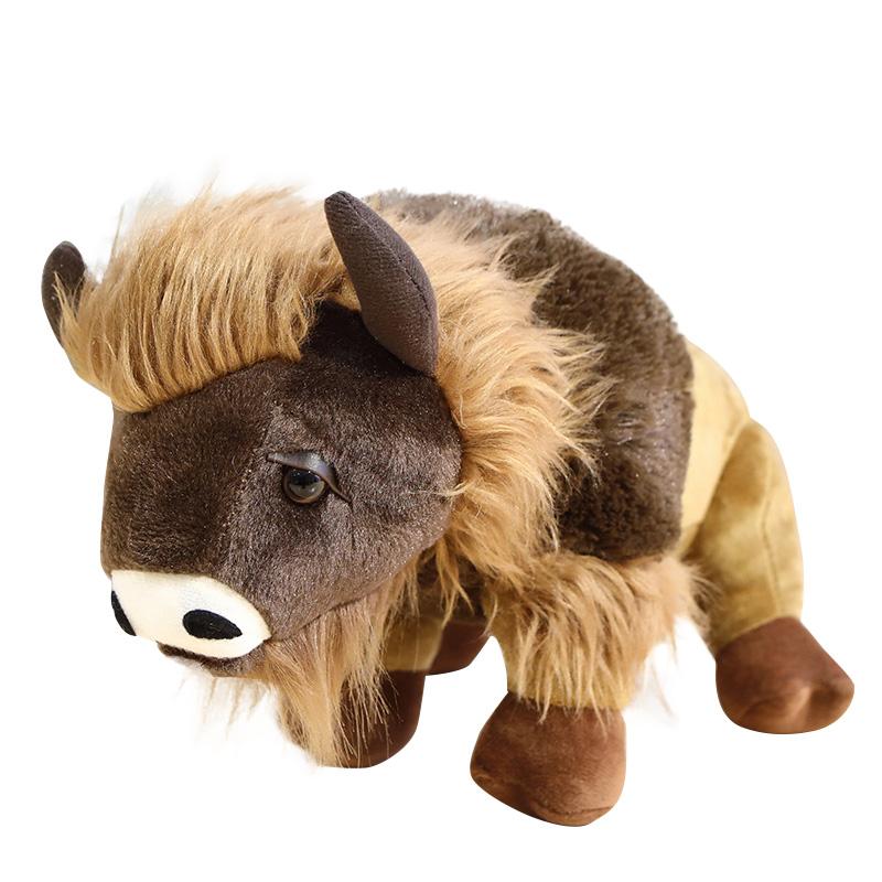 25-35cm Simulation Bison Plush Toy Soft Stuffed Animal Cow Bull Doll Model Strong Bison Plushie Room Decor Party Birthday Gifts