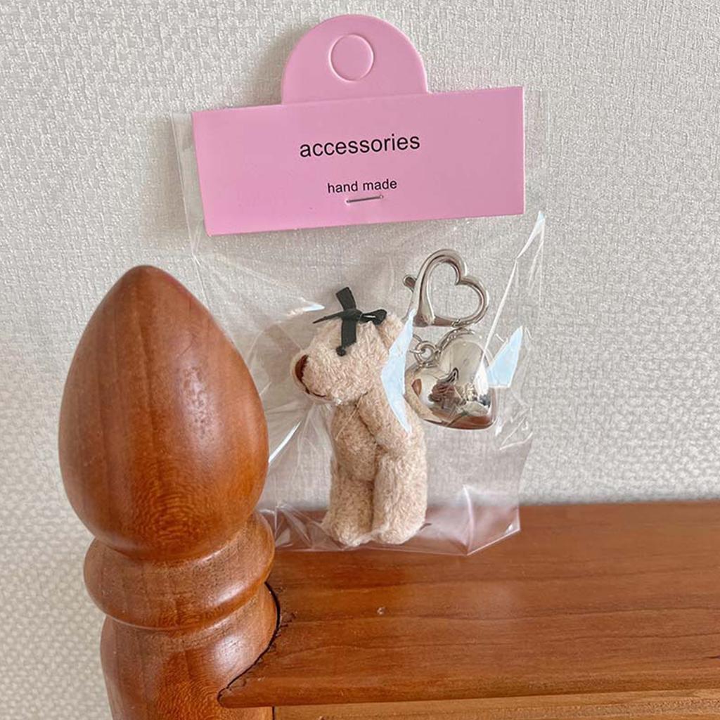 Delicate Plush Keychain Bear Phone Charm Unique Keyring Bag Pendant Accessory for Car Key Purse Wallet Backpack