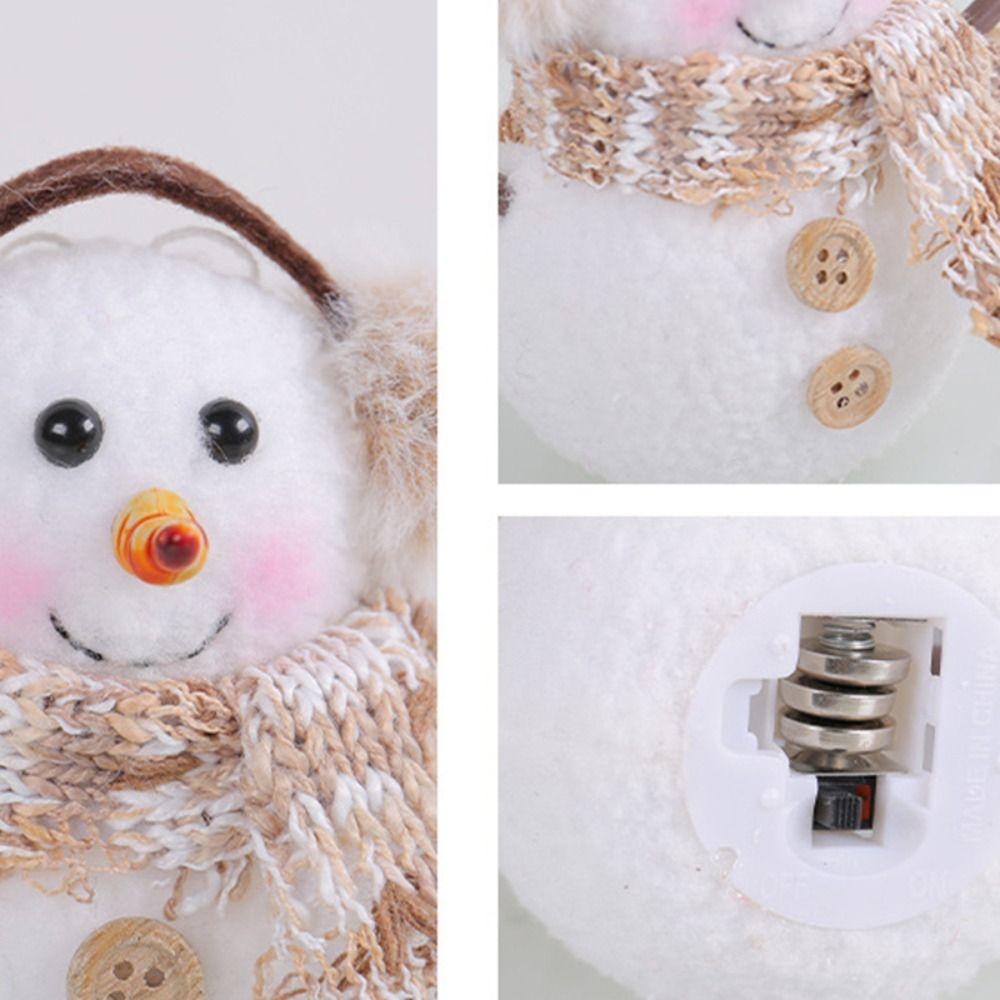 Illuminated Snowman Elk Glowing Toy Plaid Stripe Scarf Illuminated Snowman Lamp With Lights