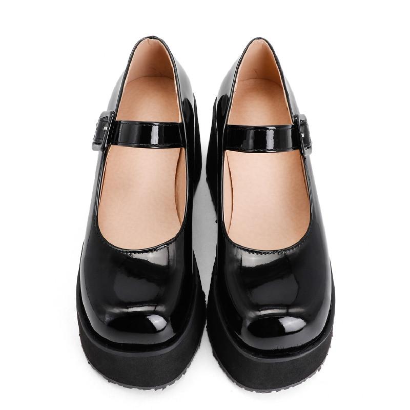 Mode Frühling Damen Flats Mode Flache Plateau Keil Damen Slipper Schuhe Lackleder Riemen Mary Janes Schuhe Mädchen Große Größe