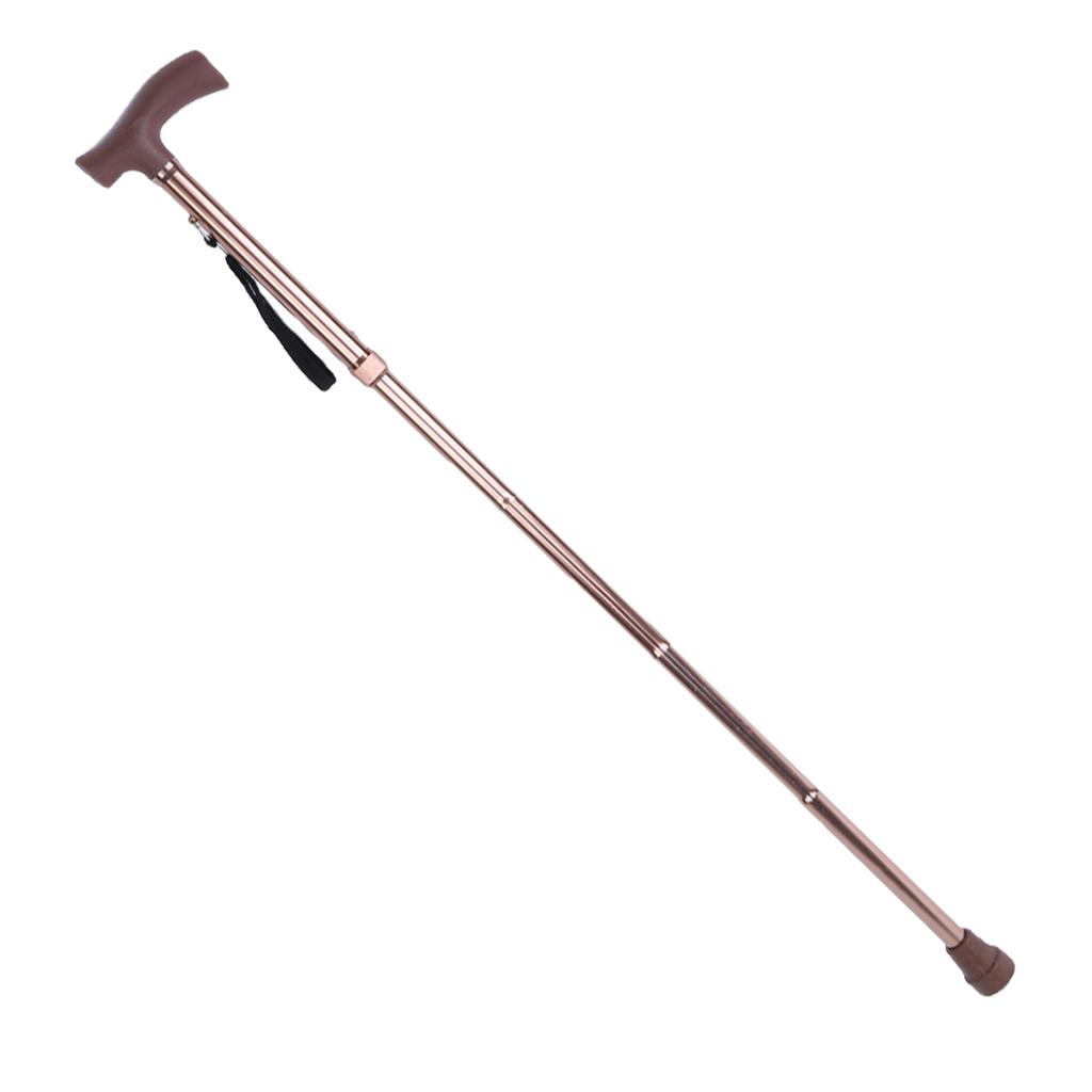 Alloy Foldable Elderly Safety Walking Stick Guide Blind Cane Crutch Bronze Adjustable Length