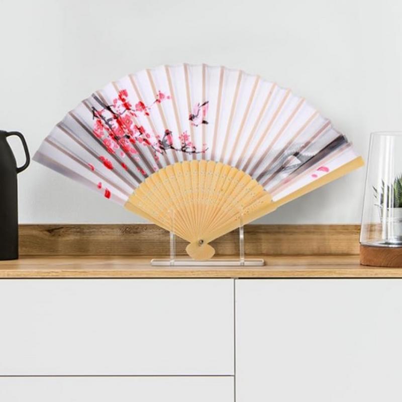 Chinese Hand Fan Stand Transparent Acrylic Storage Shelf For Foldable Fan Home Decoration Organizer Rack For Home Living Room