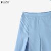 ZANZEA Women Casual Elastic Waist Solid Color Loose Wide Leg Pants