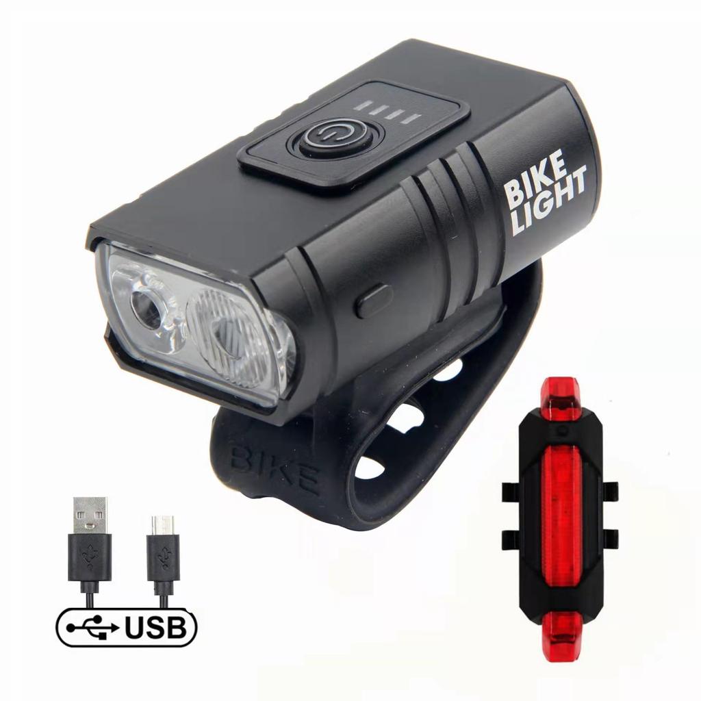 Dual T6 Aluminum Bike Headlight Set: High/Low Beam, USB Charging, Front & Rear Lights for Outdoor Riding