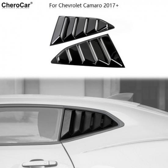 Black Rear Side Window Blinds Quarter Louver Trim for Chevrolet Camaro 2016-