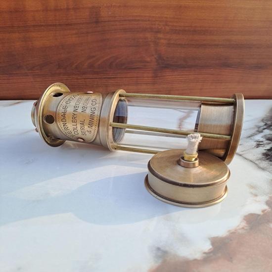 Brass Miner Oil Lantern 17.78 Cm Nautical Maritime Home Office Decor Tabletop Shelf Decoration Living Rooms, Studies Thoughtful Gift