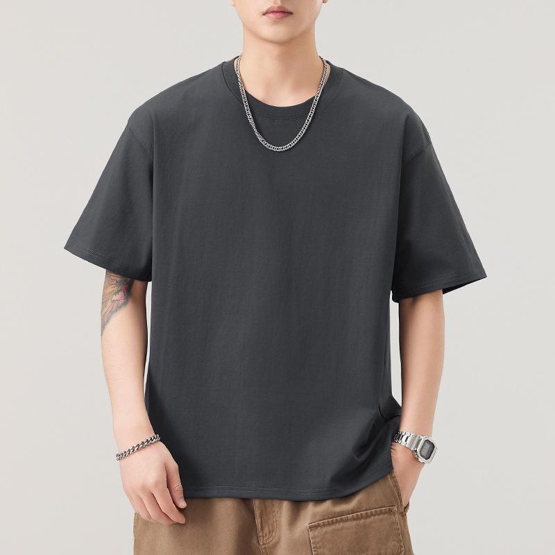 260g Heavy Short-sleeved T-shirt for Men's Summer New Loose Round Neck Five-point Sleeve T-shirt Pure T-shirt