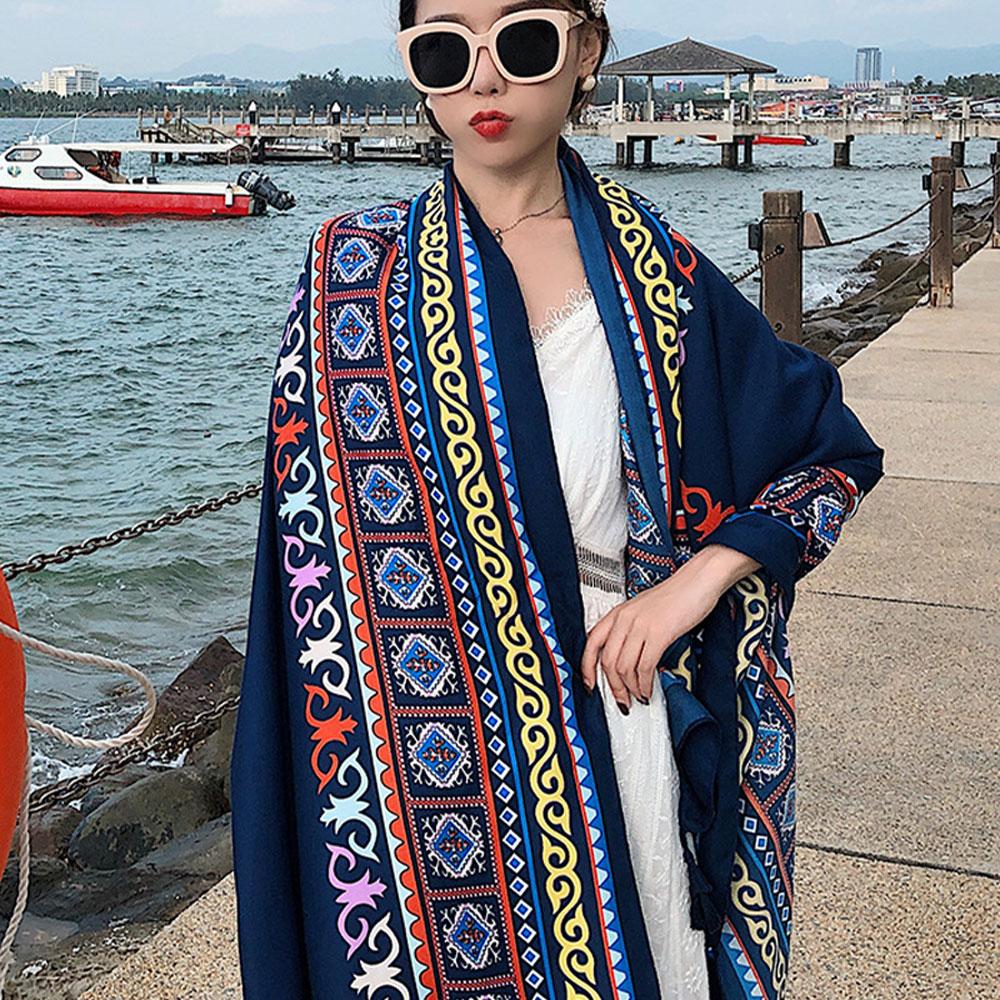 Shawl Travel Ethnic Style Cotton Linen Sun Protection Beach Cape Desert Sun Protection Cape Sun Protection Scarf Silk
